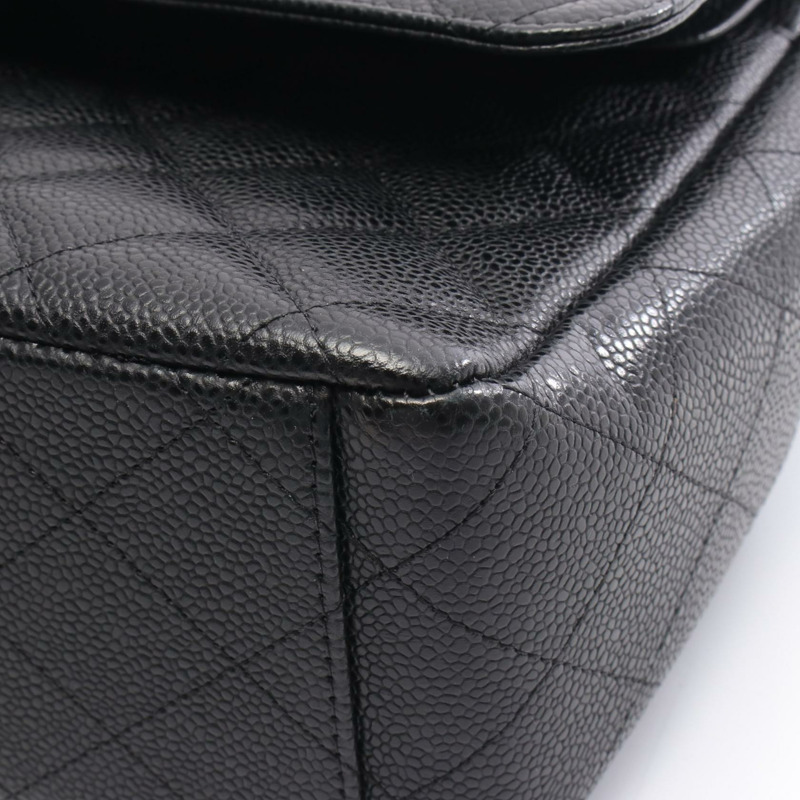 香奈兒 Jumbo Matelasse 34 肩背包 A47600 粒面小牛皮 黑色 二手 金色五金 CC-6