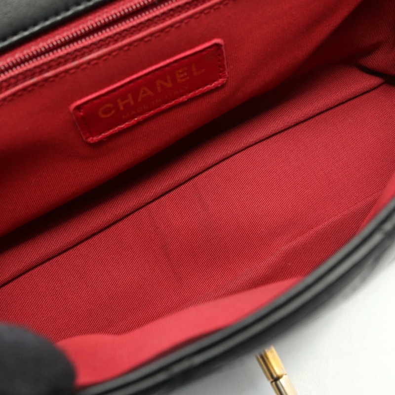 香奈兒 (CHANEL) 絎縫單肩手提包 AS1358 羊皮 黑色 二手 金色五金-5