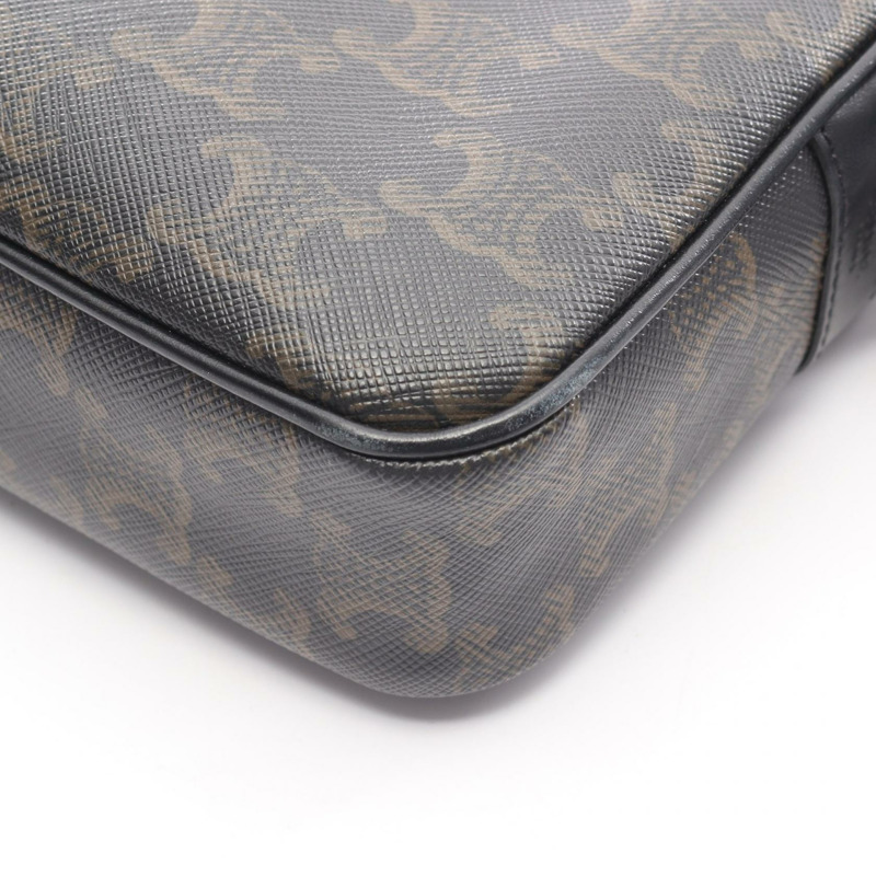 CELINE Triomphe 中型斜背包肩背包，棕色/黑色，二手-5