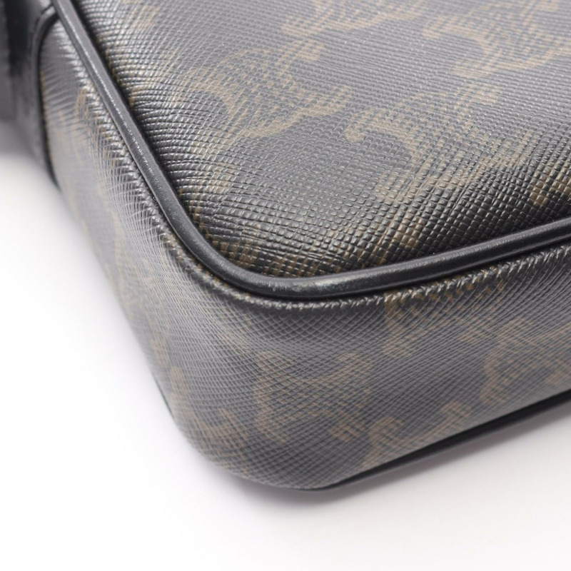 CELINE Triomphe 中型斜背包肩背包，棕色/黑色，二手-8