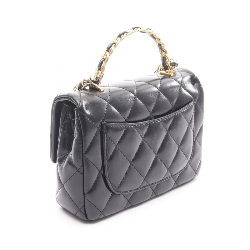 香奈兒 (CHANEL) Matelasse 小號頂部手柄鏈條肩背斜挎包，皮革材質，二手-1
