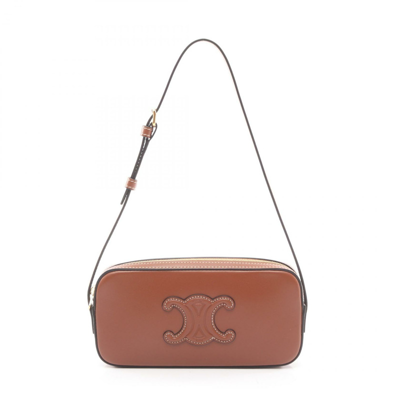 CELINE Mini Camera Cuir Triomphe 單肩包 10J583DR8 皮革棕色 二手 女士-0