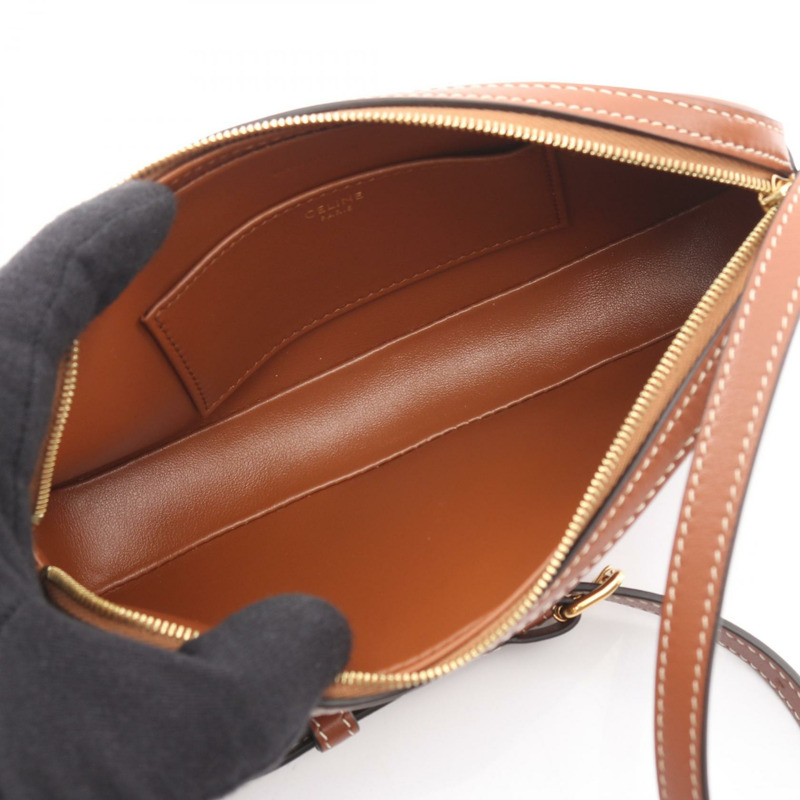 CELINE Mini Camera Cuir Triomphe 單肩包 10J583DR8 皮革棕色 二手 女士-2