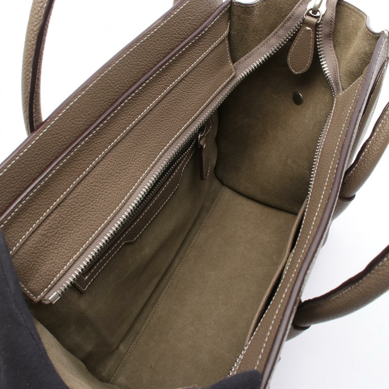 CELINE Luggage Micro Shopper 手提包 189793 皮革 米色 二手 女士-2