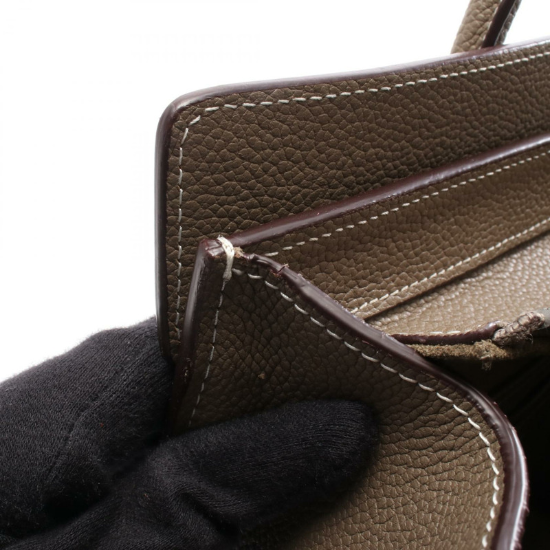 CELINE Luggage Micro Shopper 手提包 189793 皮革 米色 二手 女士-4