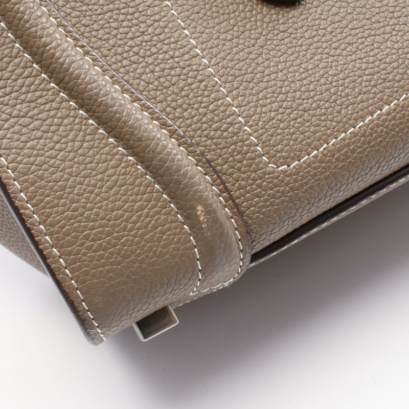 CELINE Luggage Micro Shopper 手提包 189793 皮革 米色 二手 女士-8