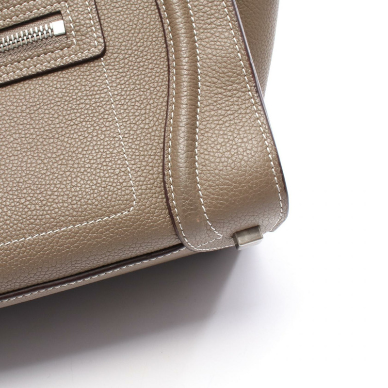 CELINE Luggage Micro Shopper 手提包 189793 皮革 米色 二手 女士-9