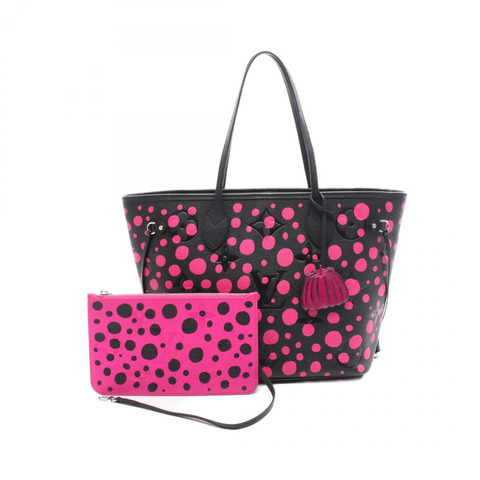 路易威登 x YK Neverfull MM 手提包 M46419 Monogram empreinte 黑色粉紅色 LV