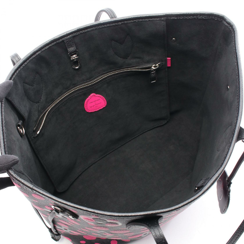 路易威登 x YK Neverfull MM 手提包 M46419 Monogram empreinte 黑色粉紅色 LV-2