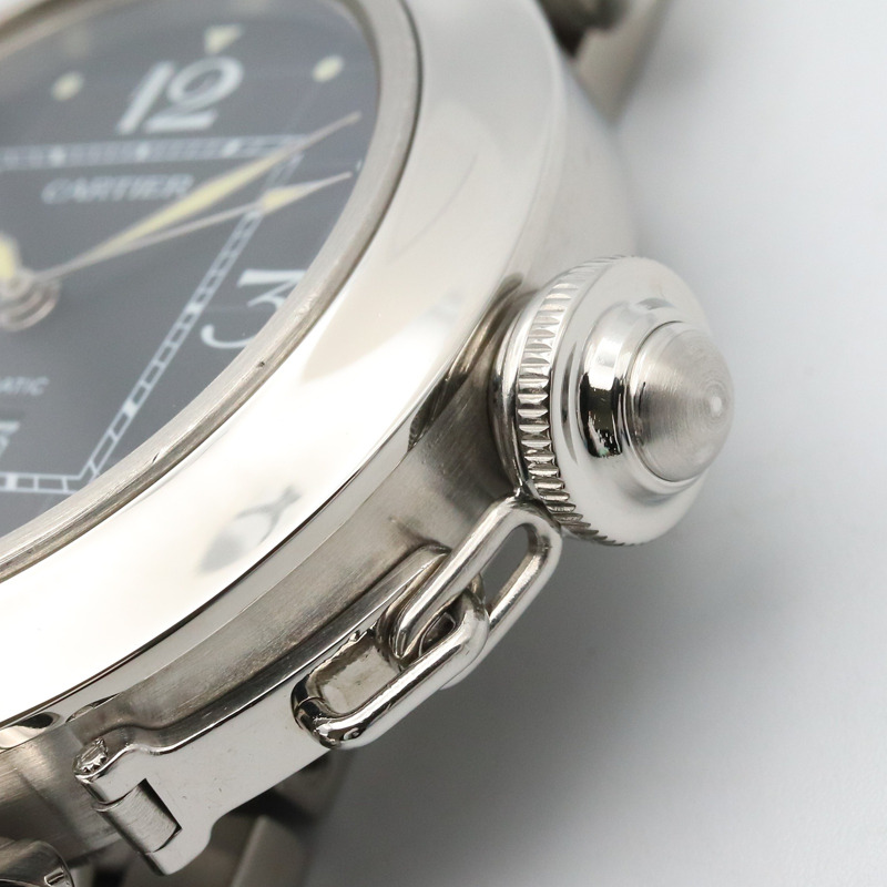 黒色錶盤 不鏽鋼 Pasha C 腕錶【Cartier 卡地亞】 W31053M7-4