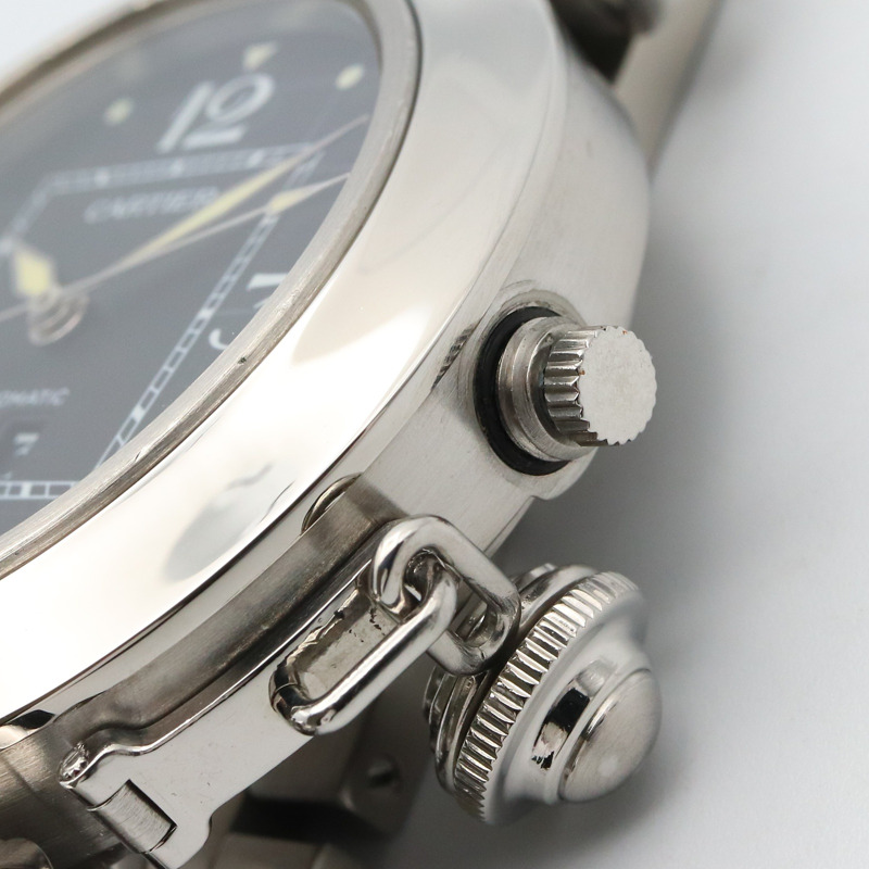 黒色錶盤 不鏽鋼 Pasha C 腕錶【Cartier 卡地亞】 W31053M7-5