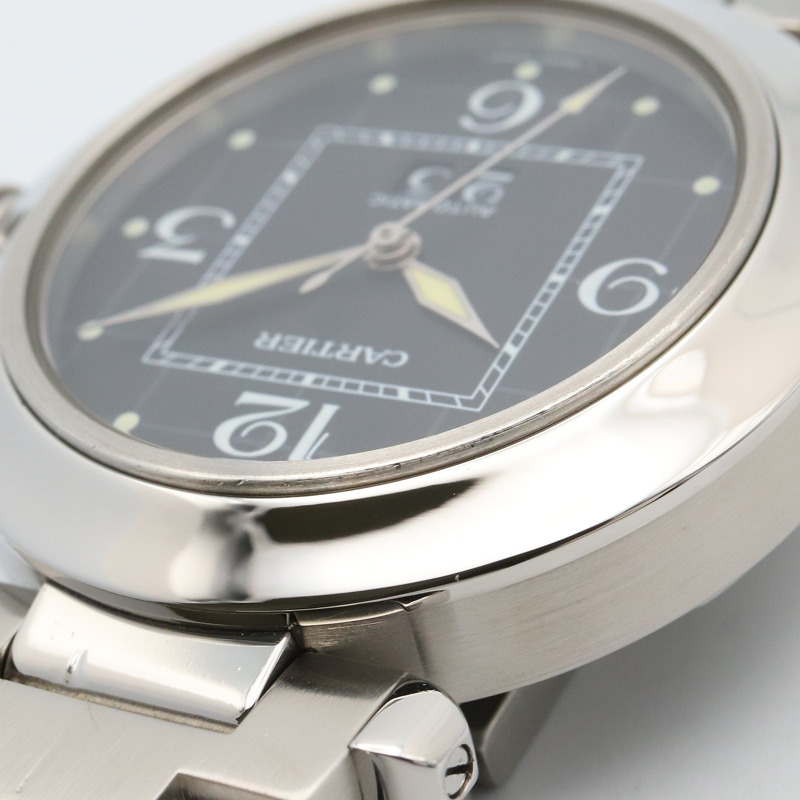 黒色錶盤 不鏽鋼 Pasha C 腕錶【Cartier 卡地亞】 W31053M7-9