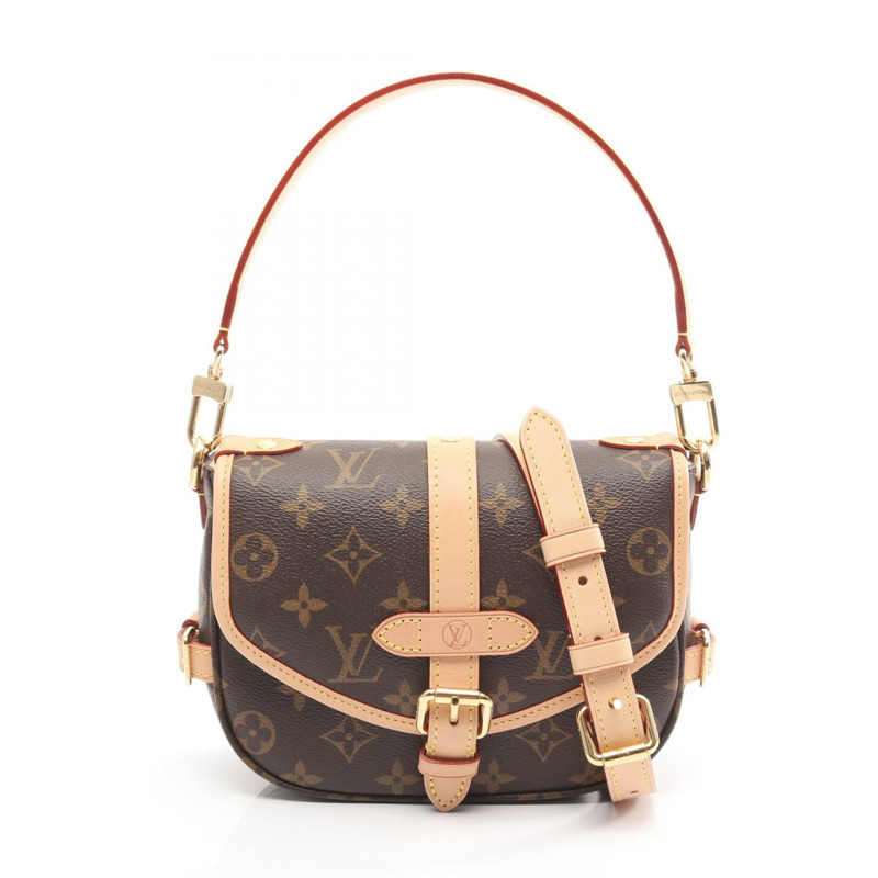 路易威登 Saumur BB 單肩斜背包 M46740 Monogram 棕色皮革-0
