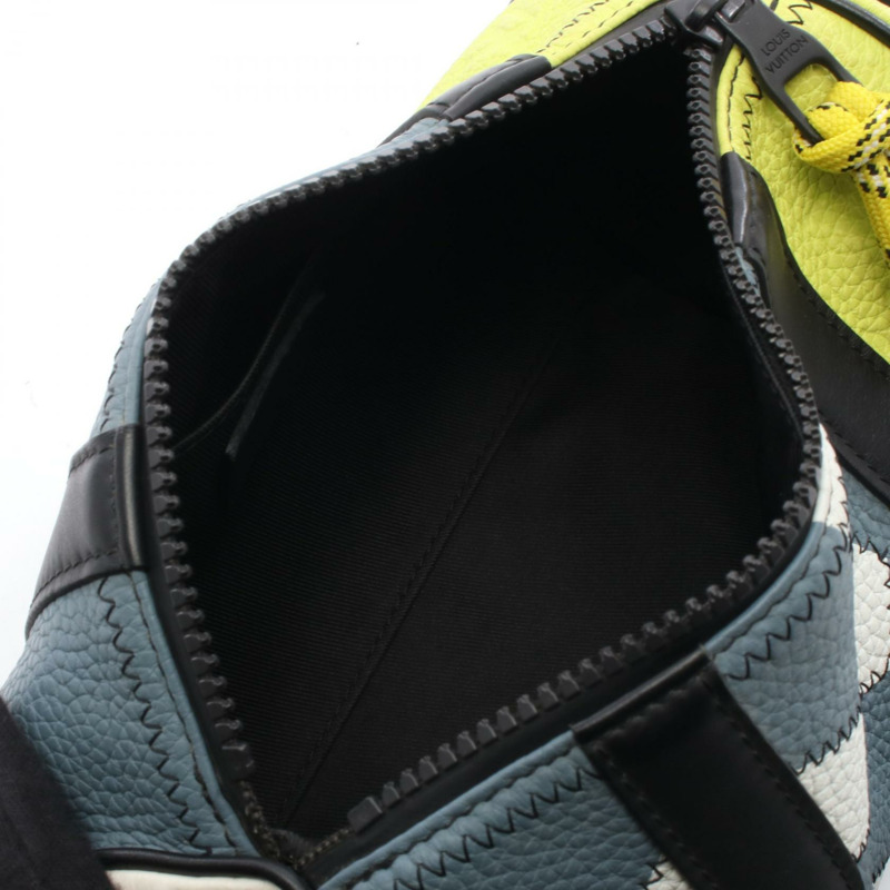 路易威登 Polochon 單肩斜背包 M59927 皮革 灰色 黃色 二手-2