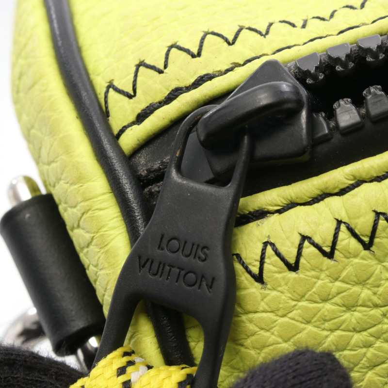 路易威登 Polochon 單肩斜背包 M59927 皮革 灰色 黃色 二手-6