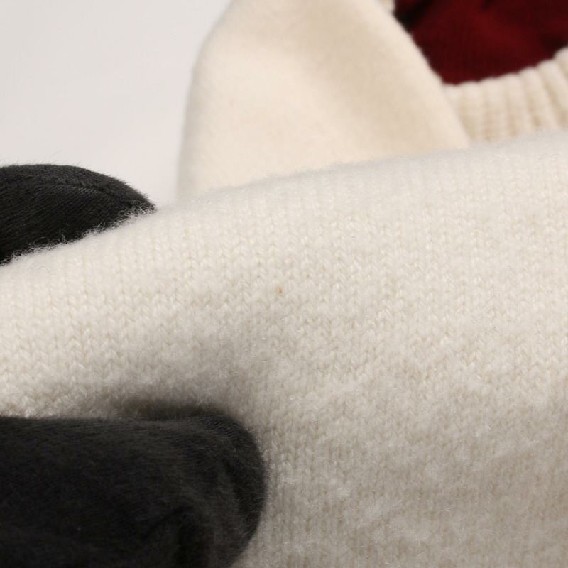 香奈兒 COCO 標誌貼片針織衫羊絨羊毛白色波爾多紅二手女裝 #34-6