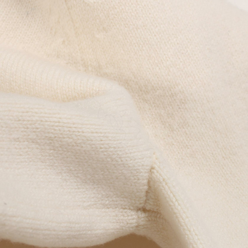 香奈兒 COCO 標誌貼片針織衫羊絨羊毛白色波爾多紅二手女裝 #34-7