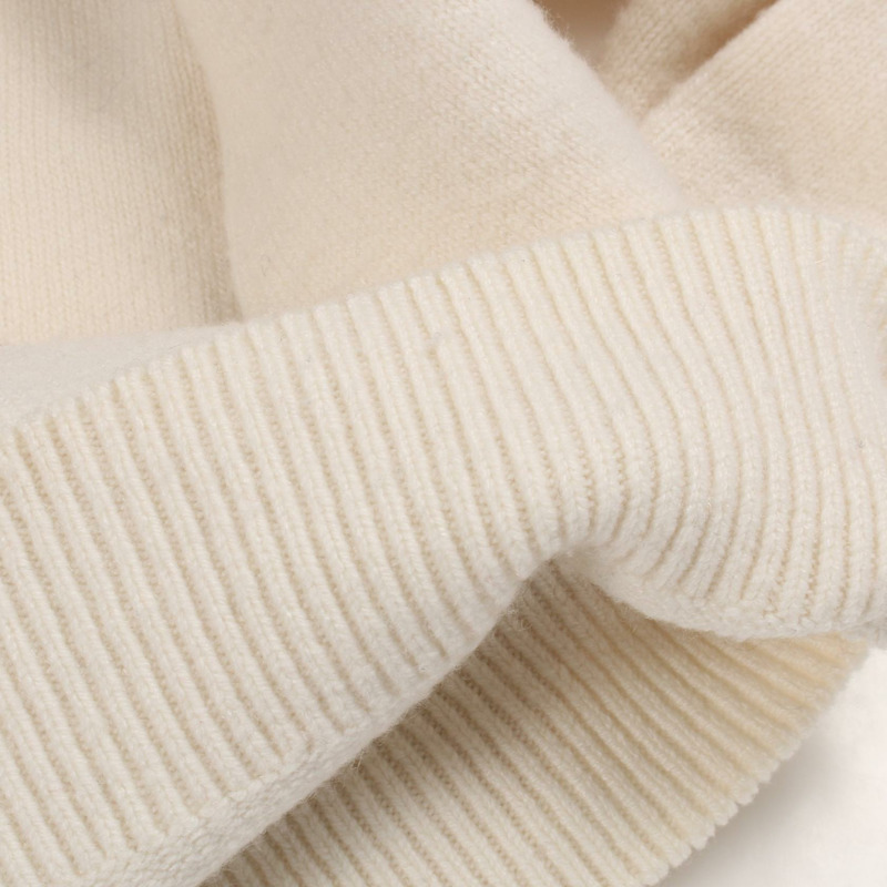 香奈兒 COCO 標誌貼片針織衫羊絨羊毛白色波爾多紅二手女裝 #34-11