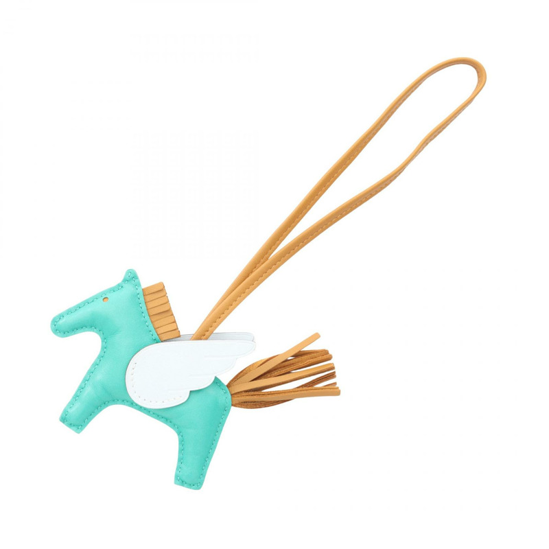 愛馬仕 Rodeo Pegasus PM 包飾，米洛羊羔皮，Swift 綠棕色，二手 Z-0