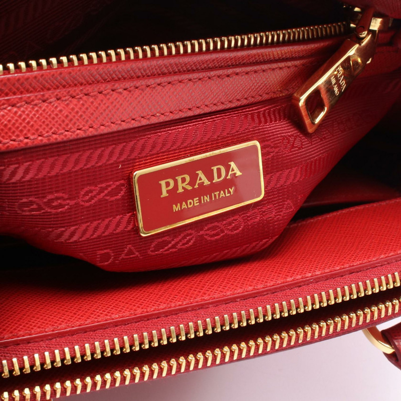 PRADA Galleria 肩背斜背包 1BA896 紅色皮革 二手 女士-3