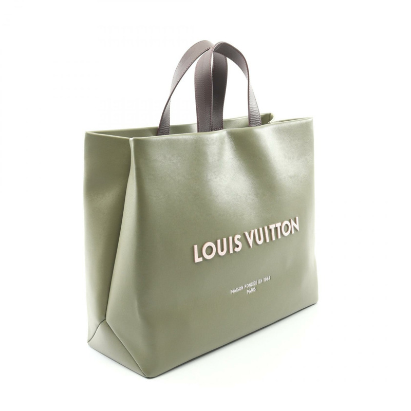 路易威登 Shopper Tote MM 單肩包 M26082 皮革 卡其色 二手 男士-1