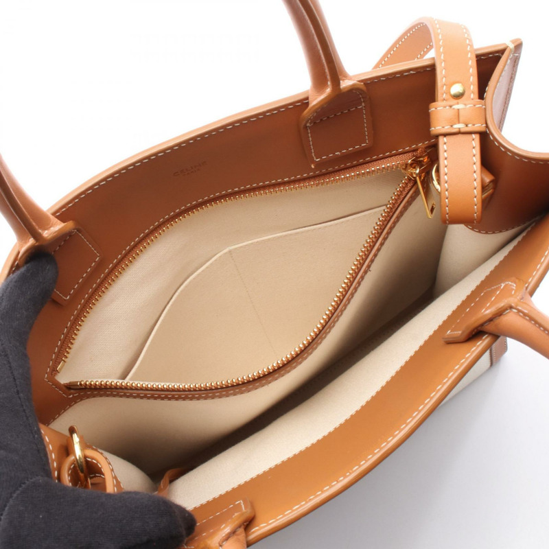 CELINE 小號筆電 Cabas 手提斜背包 192082BNZ 帆布皮革-4