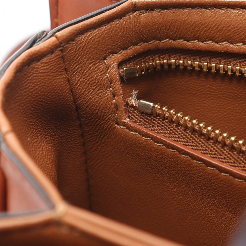 CELINE Teen Triomphe 肩斜背包，帆布皮革，天然棕色，二手-4