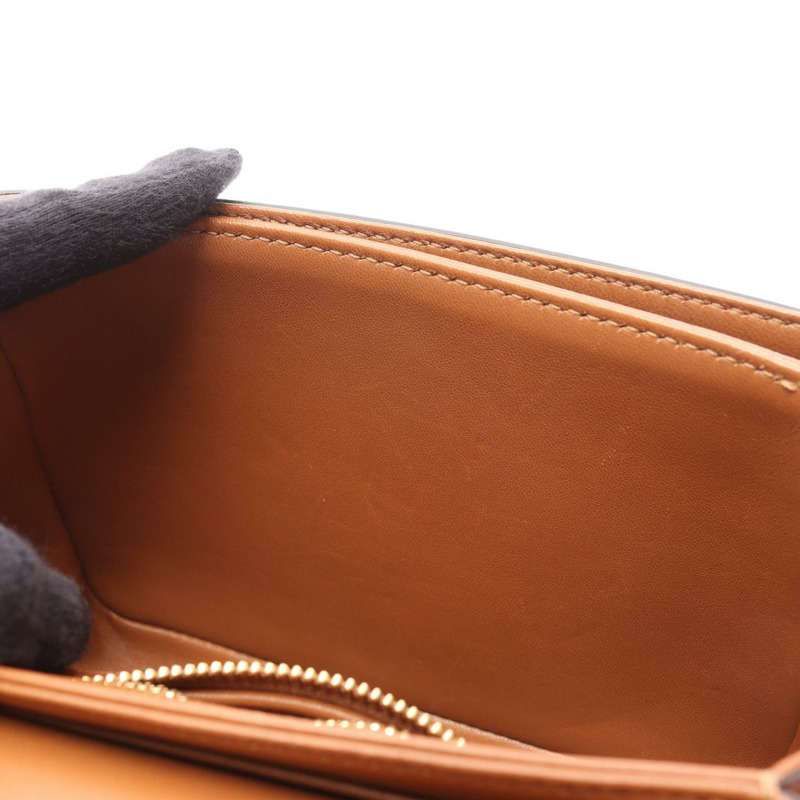 CELINE Teen Triomphe 肩斜背包，帆布皮革，天然棕色，二手-6