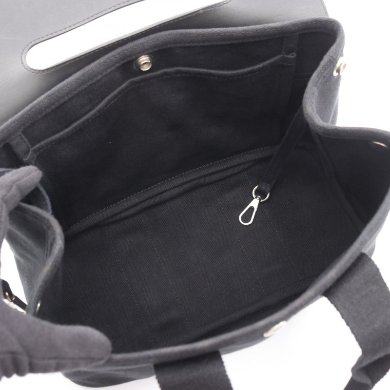 愛馬仕 Valparaiso PM 手提包，人字帆布皮革，黑色，SHW，二手女士-2