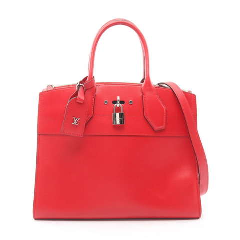 路易威登 City Steamer MM 單肩手提包 M51027 紅色皮革 二手 女士 LV