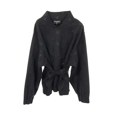 香奈兒 COCO 標誌女式襯衫 P78007V69432 羊毛黑色二手女款 50 碼