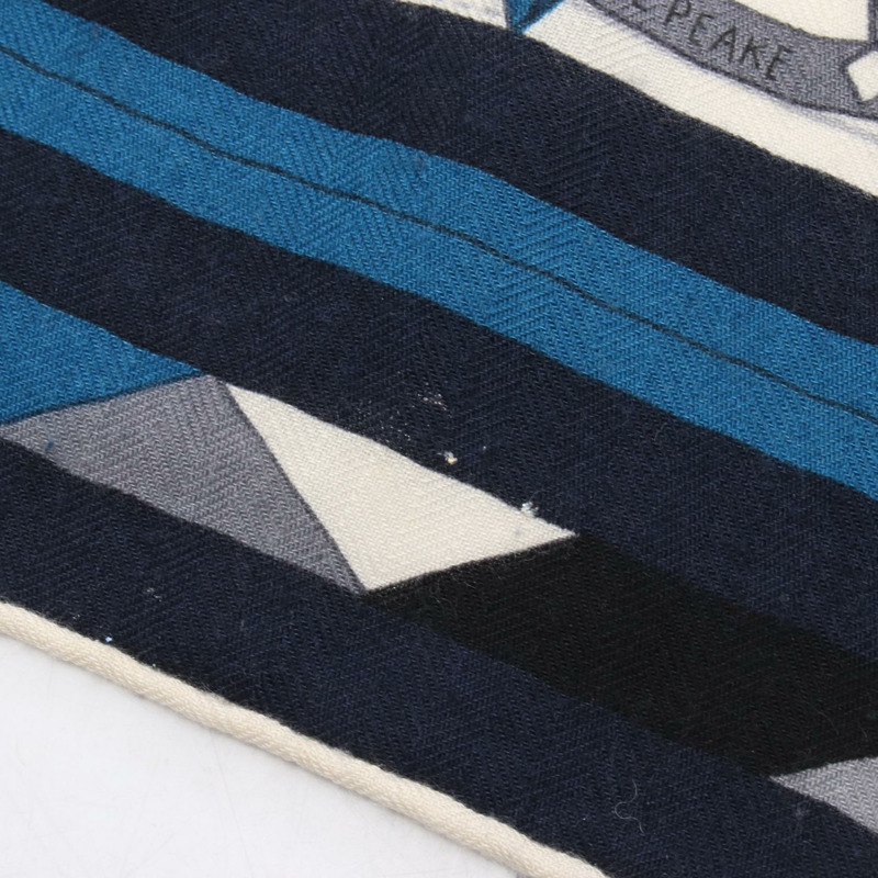 愛馬仕 Carre Geant 140 PATCHWORK HORSE 絲巾披肩，真絲羊絨材質，海軍藍/灰色-6