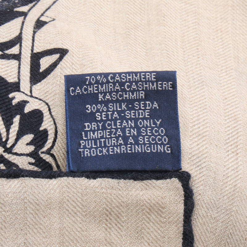 愛馬仕 Carre Geant 140 JUNGLE LOVE 絲巾披肩/圍巾/圍巾，真絲羊絨材質，米色/黑色-2