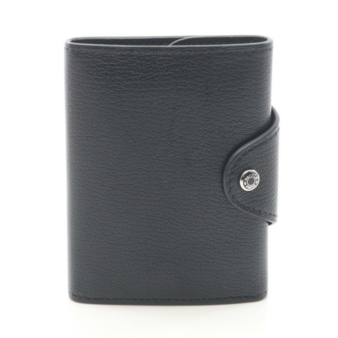 愛馬仕 Illiard 緊湊型三折皮夾 B H087234CK89 山羊皮 黑色 SHW