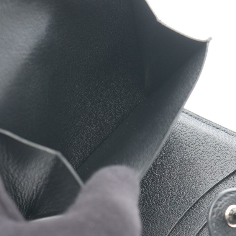 愛馬仕 Illiard 緊湊型三折皮夾 B H087234CK89 山羊皮 黑色 SHW-3