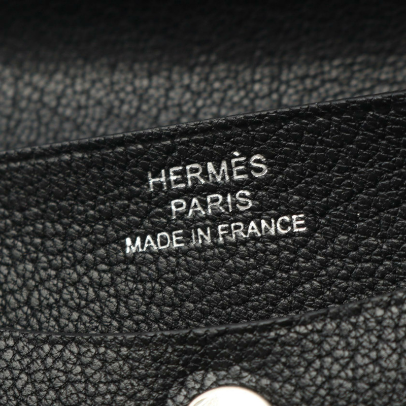 愛馬仕 Illiard 緊湊型三折皮夾 B H087234CK89 山羊皮 黑色 SHW-4