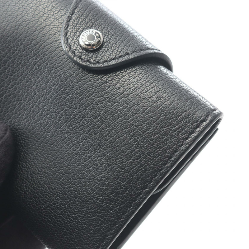 愛馬仕 Illiard 緊湊型三折皮夾 B H087234CK89 山羊皮 黑色 SHW-9