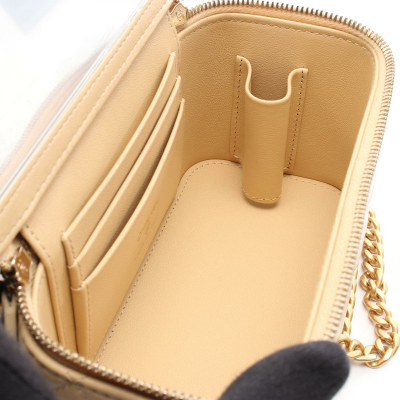 香奈兒 (CHANEL) 絎縫 Vanity Chain 單肩斜背包 AP3044 皮革 米色 GHW CC-2