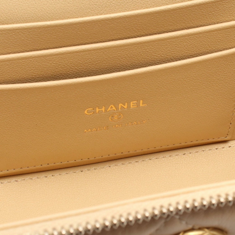 香奈兒 (CHANEL) 絎縫 Vanity Chain 單肩斜背包 AP3044 皮革 米色 GHW CC-3