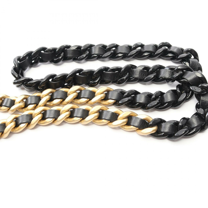 香奈兒迷你絎縫鏈條肩背斜背包 AS3205 黑色皮革 金色五金 二手-8