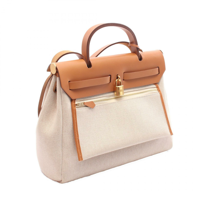 HERMES Herbag 拉鍊小號 Retourne Chaine d'Ancre 單肩手提包 B 印花布 H Hunter-1