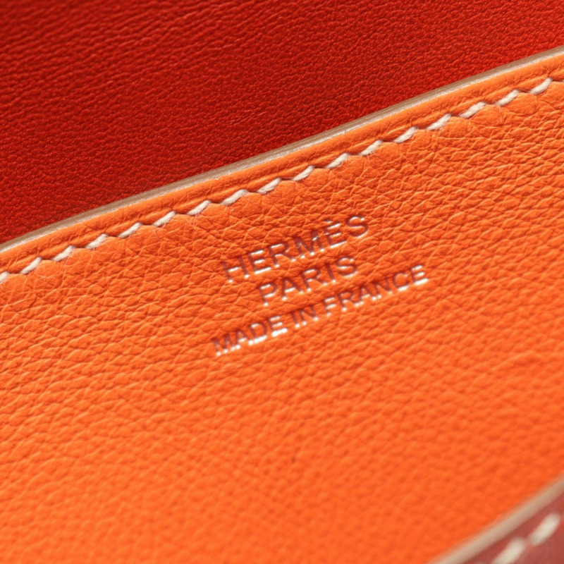 愛馬仕 Dogon 長版對折皮夾，Swift 皮革，紅色/橘色，SHW，二手，女士 Q-3