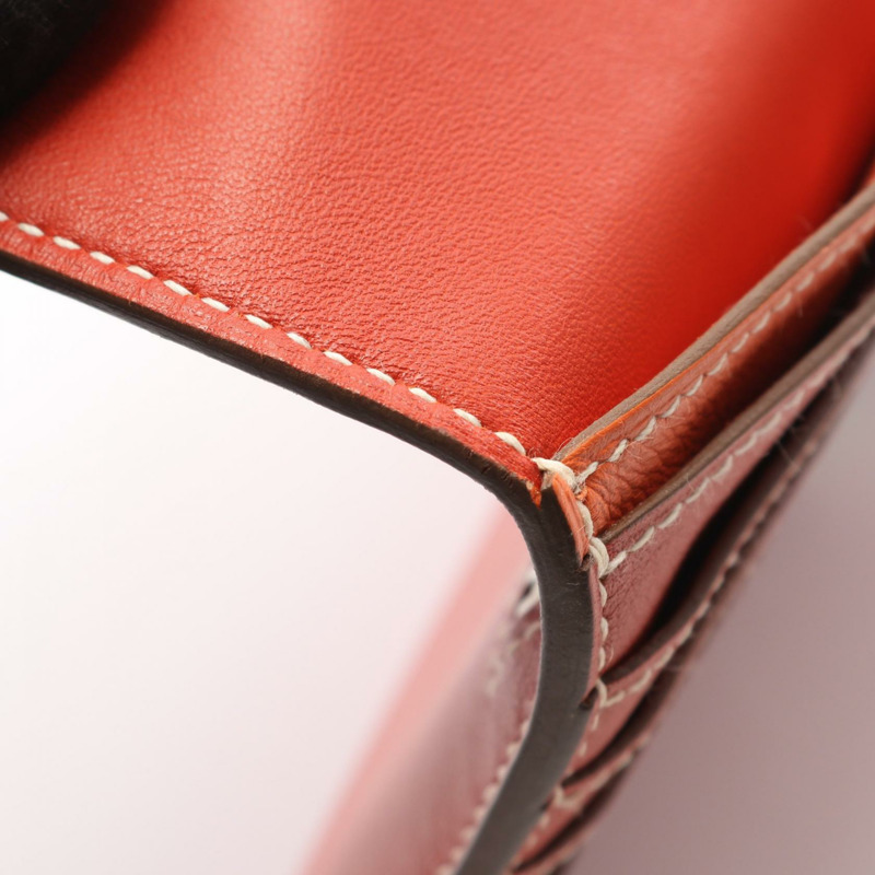 愛馬仕 Dogon 長版對折皮夾，Swift 皮革，紅色/橘色，SHW，二手，女士 Q-7