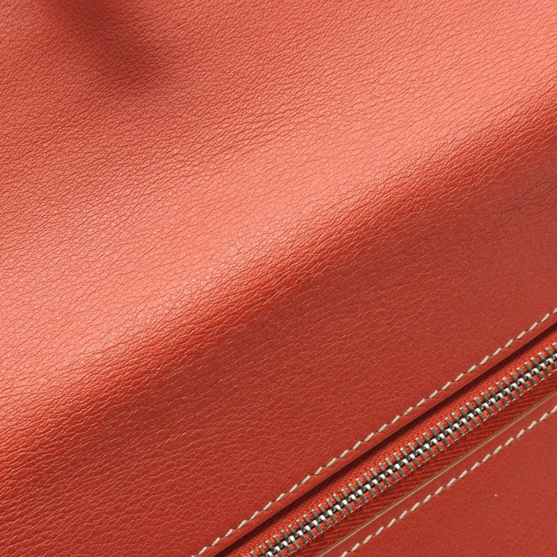 愛馬仕 Dogon 長版對折皮夾，Swift 皮革，紅色/橘色，SHW，二手，女士 Q-8