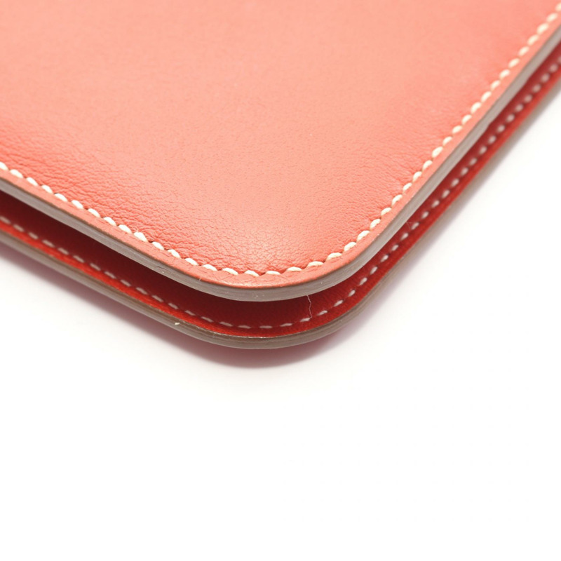 愛馬仕 Dogon 長版對折皮夾，Swift 皮革，紅色/橘色，SHW，二手，女士 Q-10