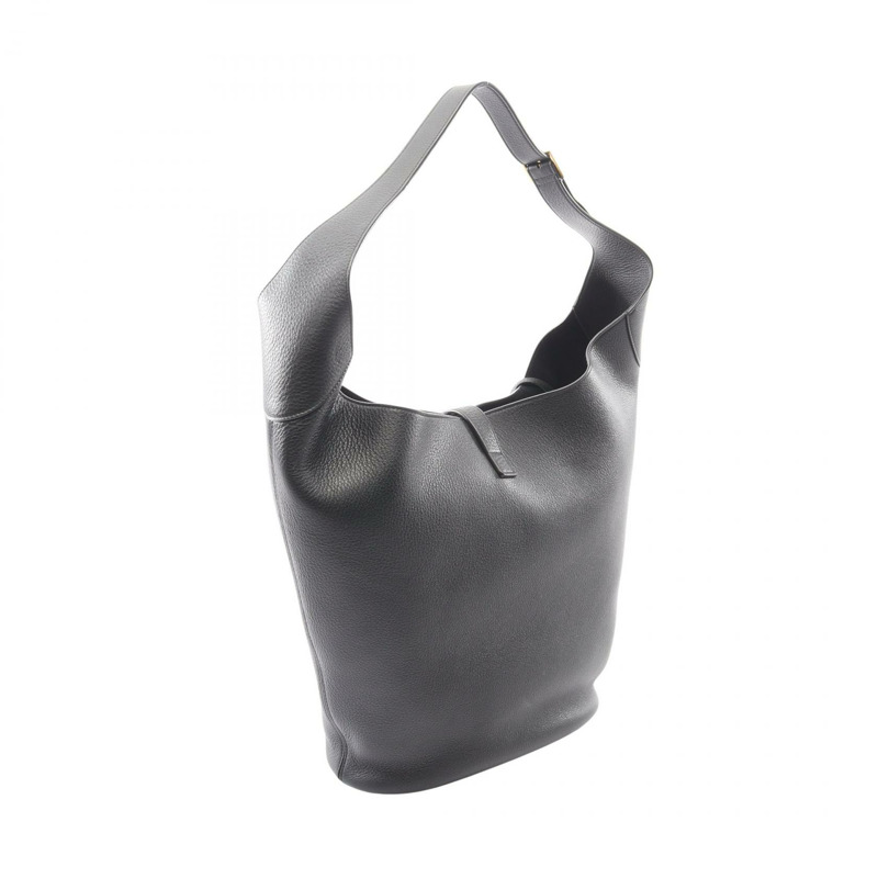 SAINT LAURENT PARIS LE 5 A 7 Hobo 單肩包，黑色真皮，二手女款 YSL-1