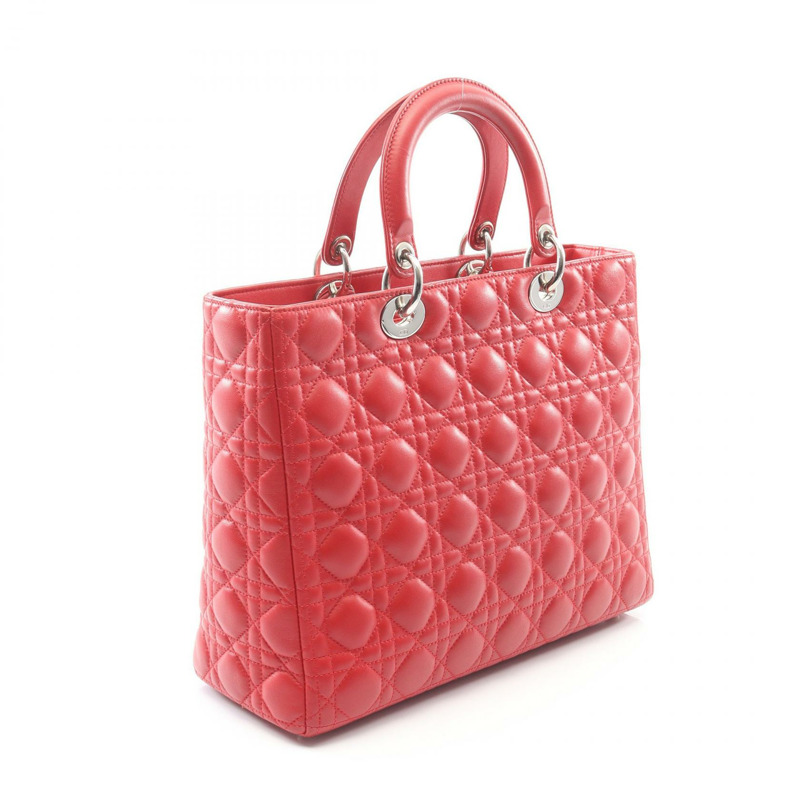 Christian Dior Lady Dior 大型 Cannage 肩背包 MO556 皮革 紅色 二手-1