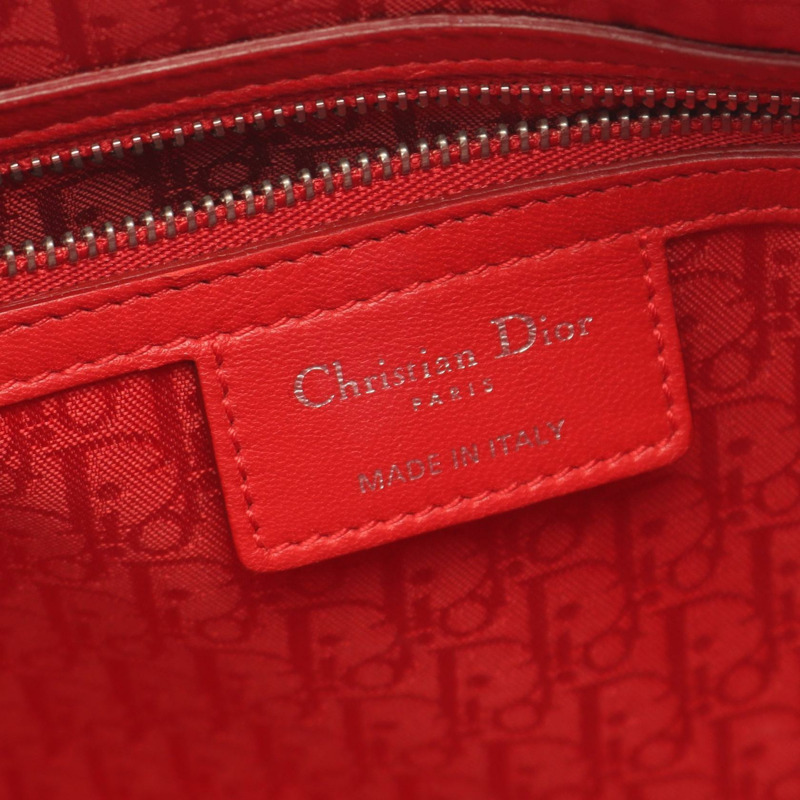 Christian Dior Lady Dior 大型 Cannage 肩背包 MO556 皮革 紅色 二手-3