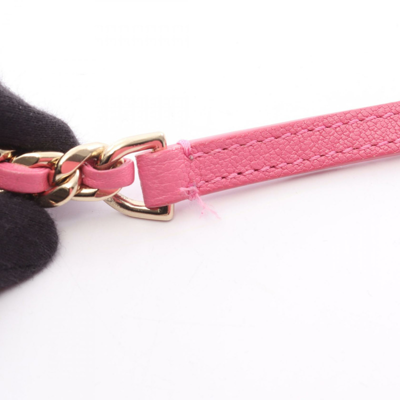 香奈兒 (CHANEL) 絎縫鏈條斜挎相機包，粉紅色皮革，二手，女士，金色五金-8