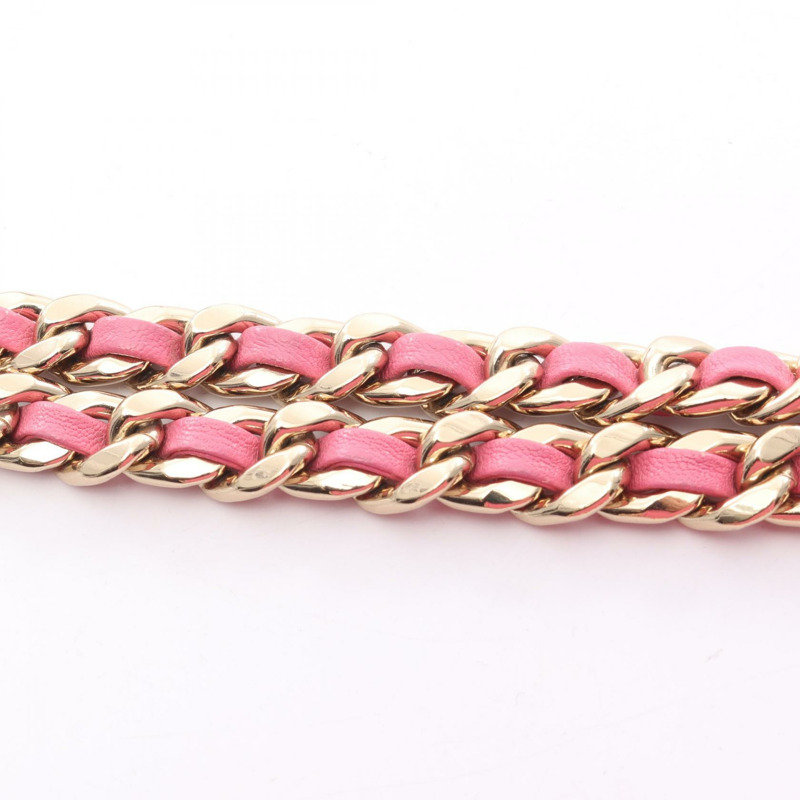 香奈兒 (CHANEL) 絎縫鏈條斜挎相機包，粉紅色皮革，二手，女士，金色五金-9